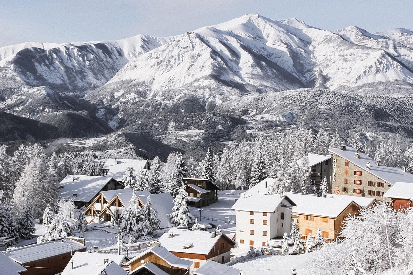 Valberg ski resort in winter — village centre